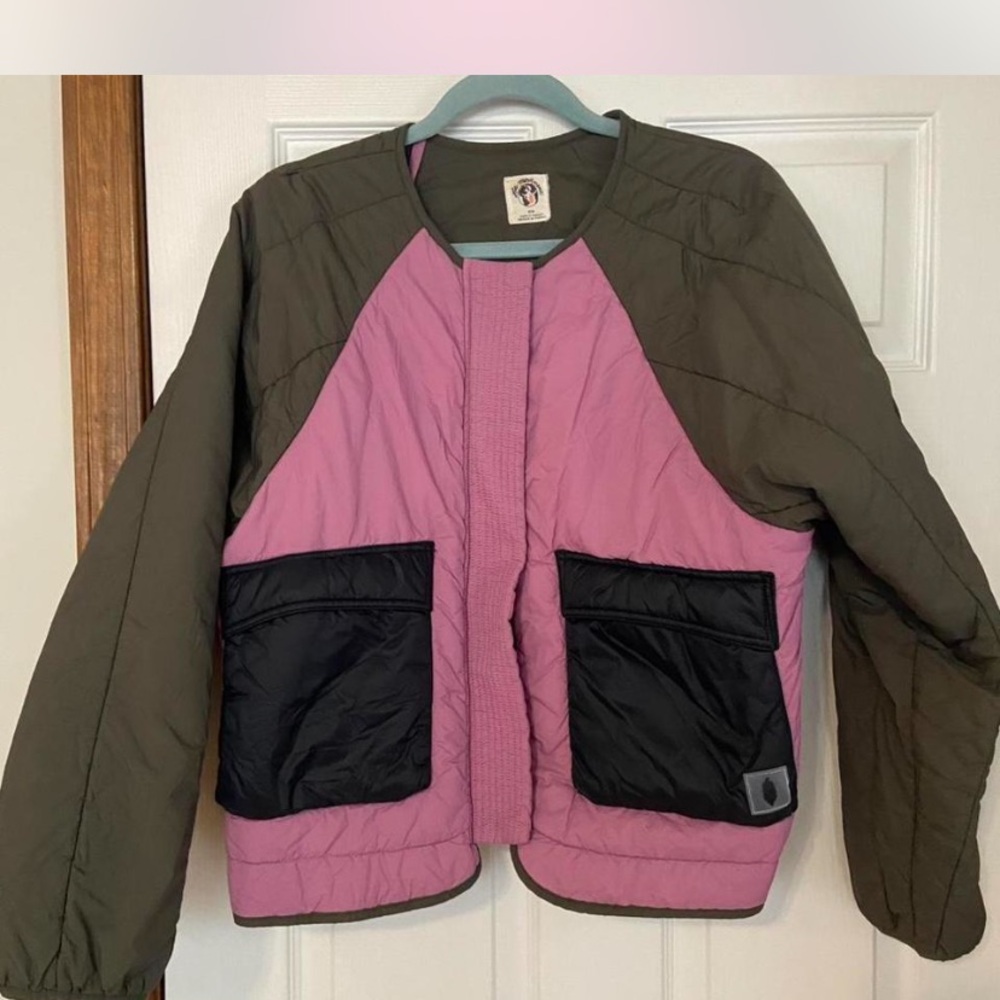 FP movement Pink and Black Quilted Jacket